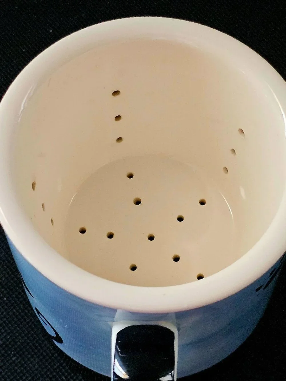 HUES N BREWS ~ Black Cat Coffee/Tea Mug ~ BLUE ~ Siamese Kitty Tea Strainer